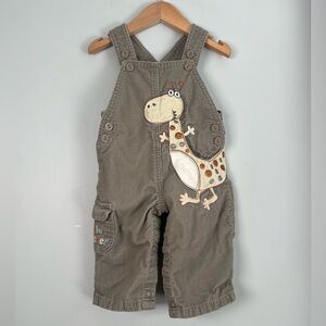 M&Co. “Little Monster” Brown Overalls with Appliqué 3-6M